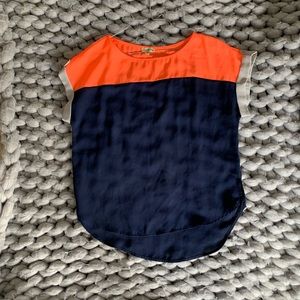 Navy/salmon pink blouse